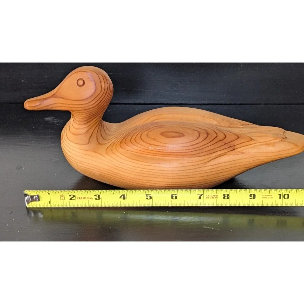 Hand-Carved Solid Wood Duck Decoy Natural Finish 11‎ 1/2